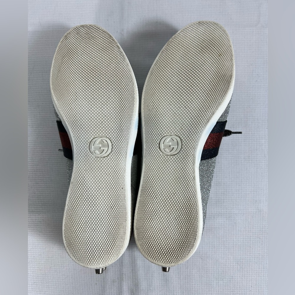 Gucci Glitter Ace Sneakers w/ Web Stripe & Stud Detail – Size 9 – full inclusion - Picture 8 of 13